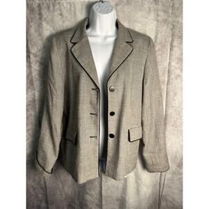 Pendleton Women’s Size 12 Wool Blend Blazer Jacket Beige Black Trim Workwear